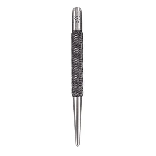 Starrett Steel Center Punch with Round Shank and Knurled Finger Grip - Hardened and Tempered, 4" Length, 1/8" Diameter Tapered Point - 117C - Image 1