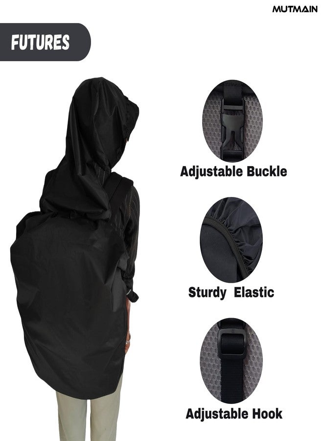 MUTMAIN Hood Bag Cover Waterproof 25L to 35L PU Coated Rain Cover for Backpack with Buckle & Storage Pouch Dust Proof School Bag, Laptop Bag, Office Bag Cover (25L to 35L) - Image 2