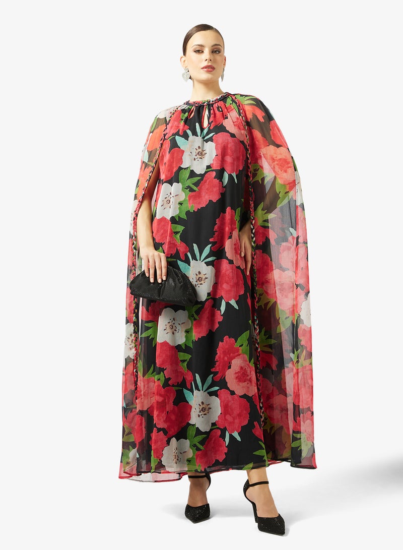 Threadz by Ajooni Floral Overlay Maxi Dress - Image 4