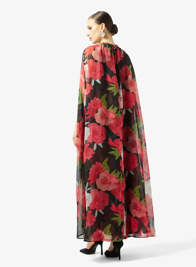 Threadz by Ajooni Floral Overlay Maxi Dress