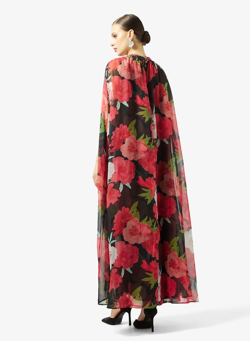 Threadz by Ajooni Floral Overlay Maxi Dress - Image 2