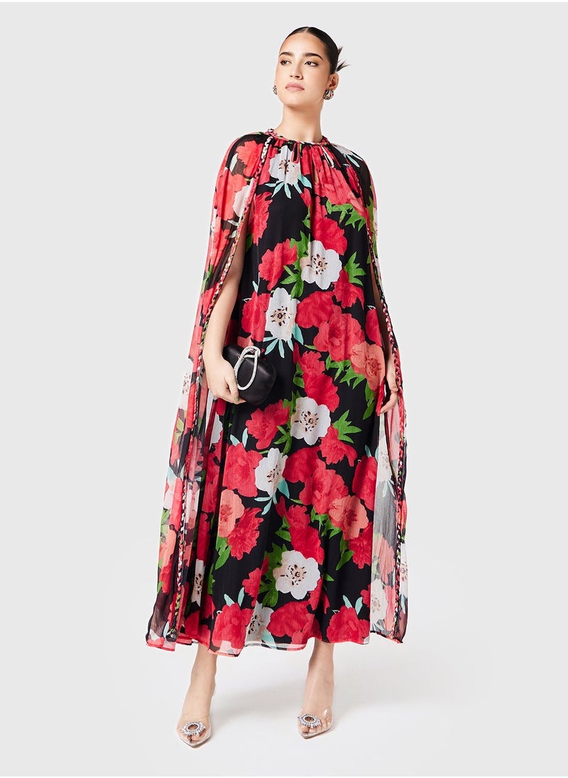 Threadz by Ajooni Floral Overlay Maxi Dress  - Image 1