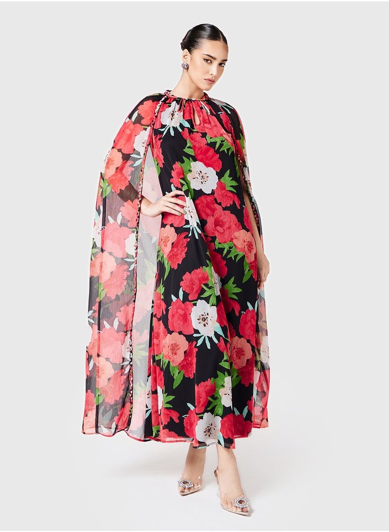 Threadz by Ajooni Floral Overlay Maxi Dress  - Image 4