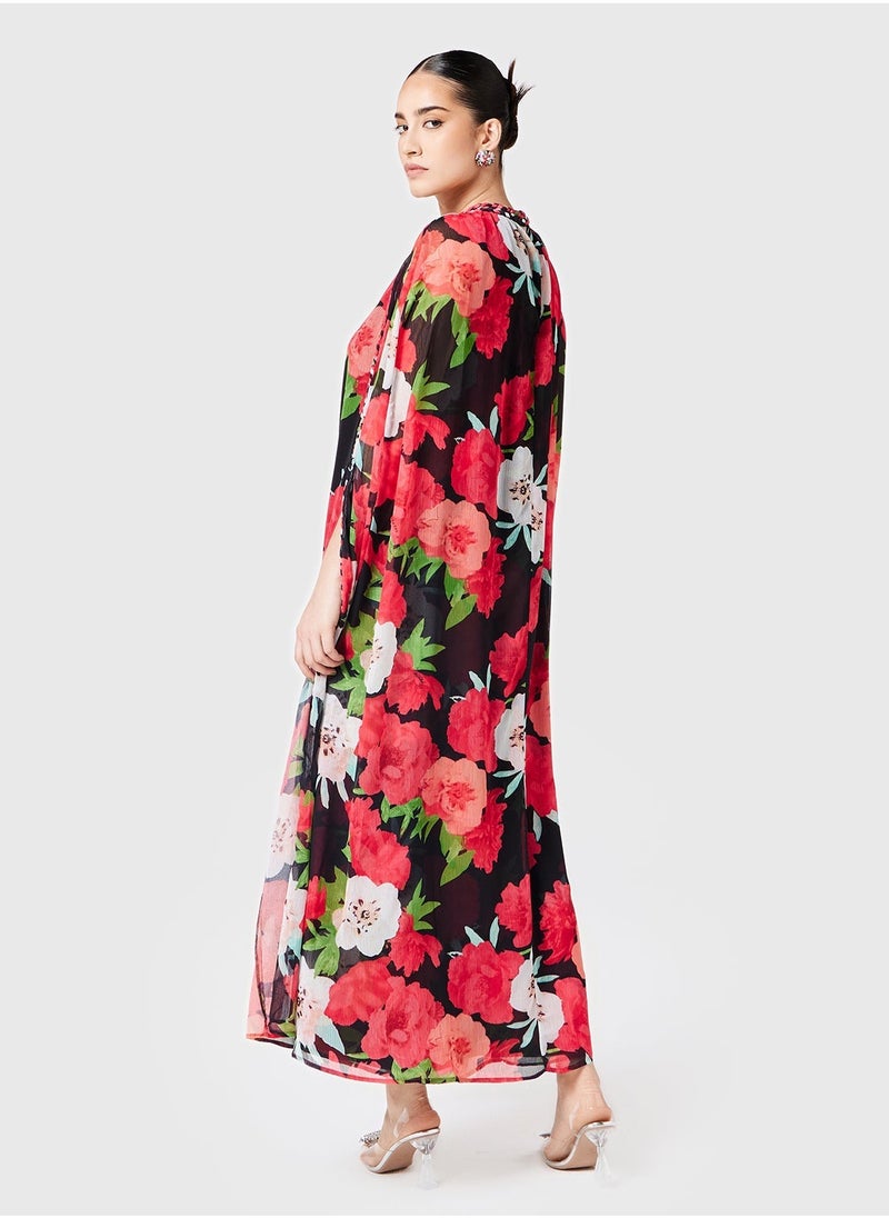 Threadz by Ajooni Floral Overlay Maxi Dress  - Image 2