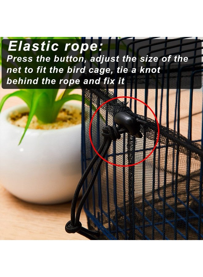 Shappy Shappy Large Bird Cage Seed Catcher, Bird Cage Cover Net, Adjustable Soft Airy Mesh Net, Birdcage Skirt Guard for Parrot Parakeet Macaw(118 x 15 Inch/ 300 x 37 cm,Black)  - Image 4