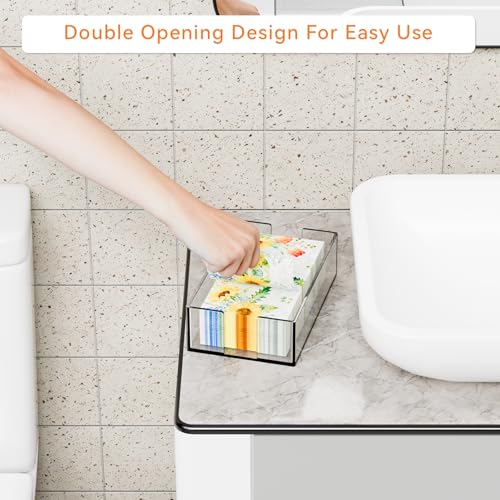 Cq acrylic Yieach Bathroom Paper Towel Holder,9.5 Inch Modern Acrylic Napkin Holder fo r Disposable Guest Towel,Clear Hand Towel Tray,Flat Napkin Holders for Paper Bapkins,Napkin Dispenser for Home,Hotel,Office - Image 4