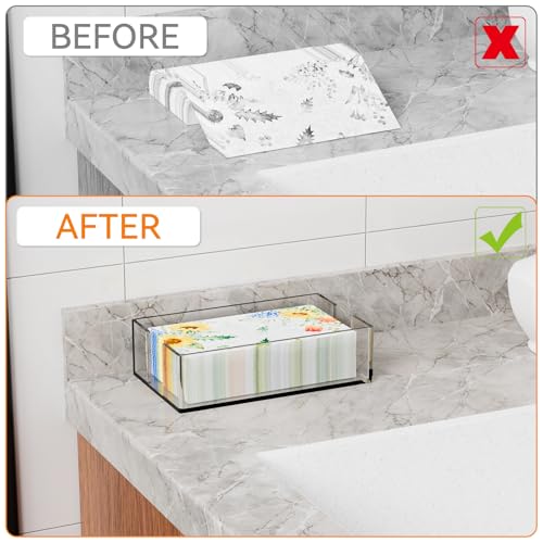 Cq acrylic Yieach Bathroom Paper Towel Holder,9.5 Inch Modern Acrylic Napkin Holder fo r Disposable Guest Towel,Clear Hand Towel Tray,Flat Napkin Holders for Paper Bapkins,Napkin Dispenser for Home,Hotel,Office - Image 5