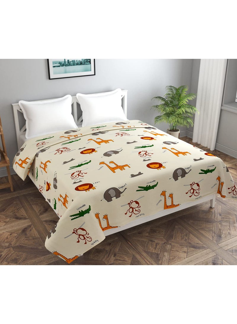 MORADO MORADO Glace Cotton Double Duvet CoverRajai CoverBlanket Cover with Zipper 90x100 Inches Offwhite Cartoon  - Image 1