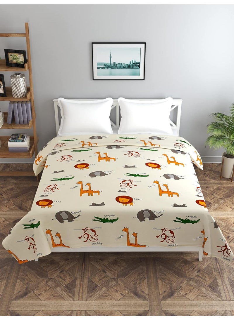MORADO MORADO Glace Cotton Double Duvet CoverRajai CoverBlanket Cover with Zipper 90x100 Inches Offwhite Cartoon  - Image 4