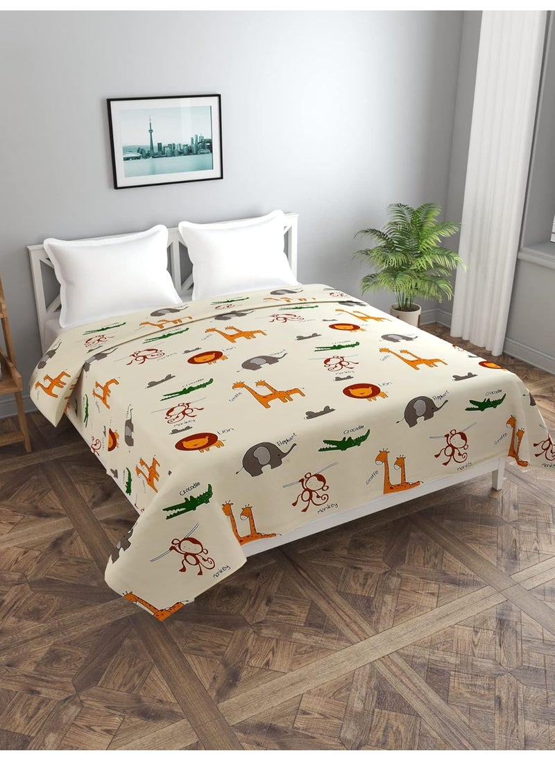MORADO MORADO Glace Cotton Double Duvet CoverRajai CoverBlanket Cover with Zipper 90x100 Inches Offwhite Cartoon  - Image 3