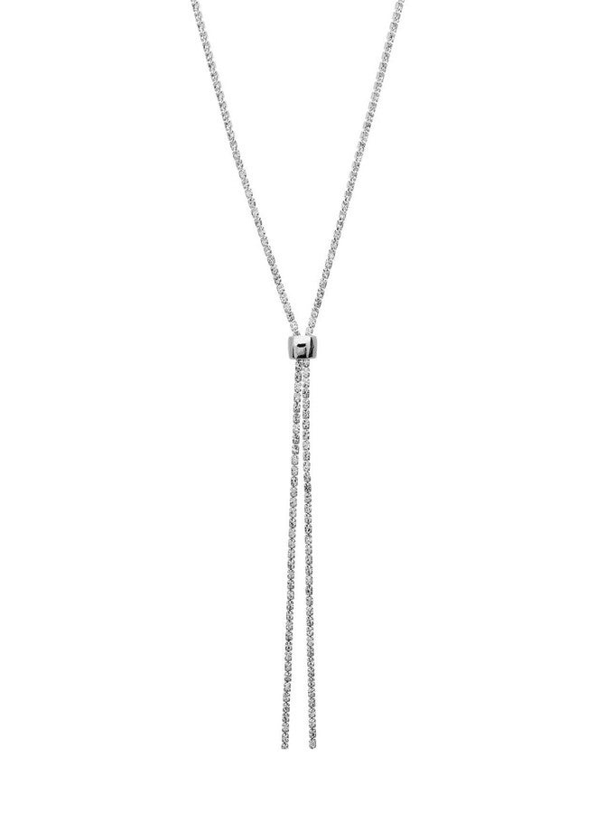 NTLX Y Necklace for Women - Long Gold Necklace - Rhinestone Necklace - Simple and Elegant - Adjustable Slider - Great Gift (Silver) - Image 1