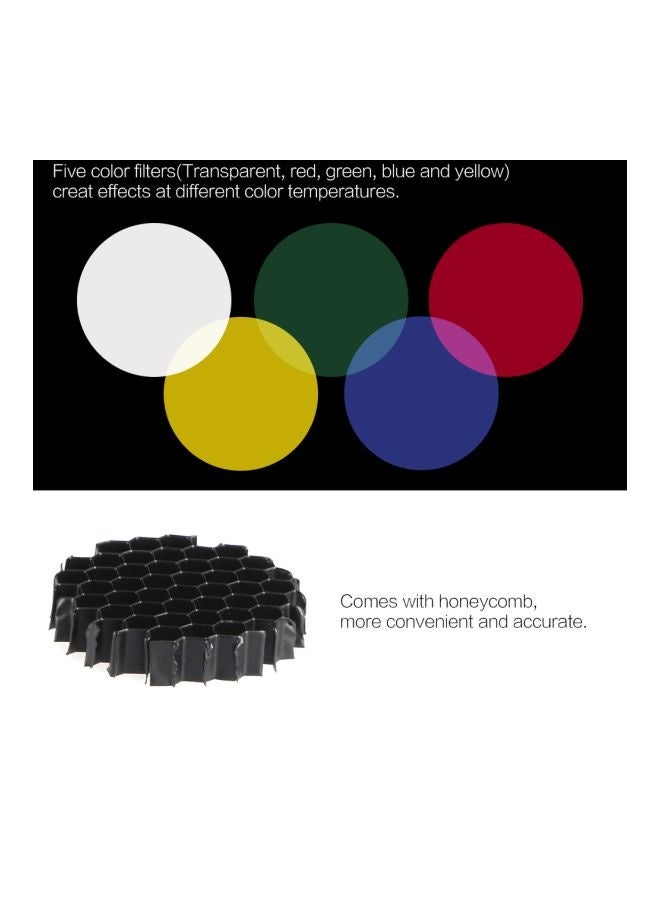 7-Piece Metal Conical Snoot With Honeycomb Grid Kit Black/Red/Yellow - Image 3