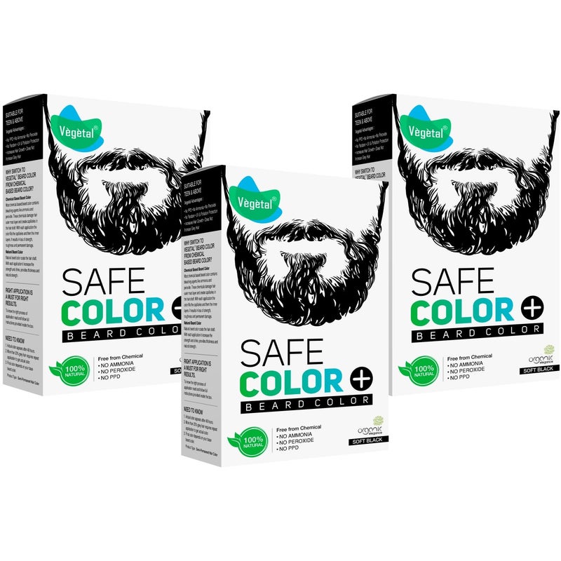 Vegetal Safe Color Natural Beard Colour ChemicalFree Soft Black 25g Pack of 3 - Image 1