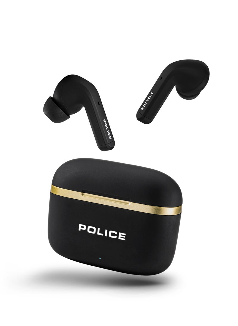 POLICE FOS III Earbuds with Active Noise Cancellation, 13mm Driver, Type-C Charging & Bluetooth 5.3, Black/Gold - IPX4  - Image 5