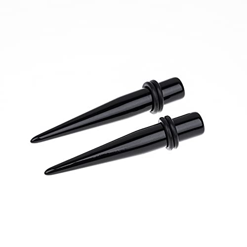 Memsion Ear Stretching Kit 54 Pieces 14G-00G Ear Gauges Expander Set Acrylic Septum Piercing Kit Crescent Spiral Buffalo Tapers and Plugs for Women Men Black Color - Image 5
