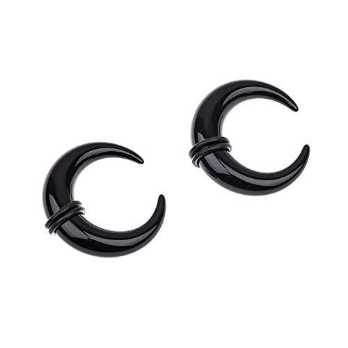 Memsion Ear Stretching Kit 54 Pieces 14G-00G Ear Gauges Expander Set Acrylic Septum Piercing Kit Crescent Spiral Buffalo Tapers and Plugs for Women Men Black Color - Image 4