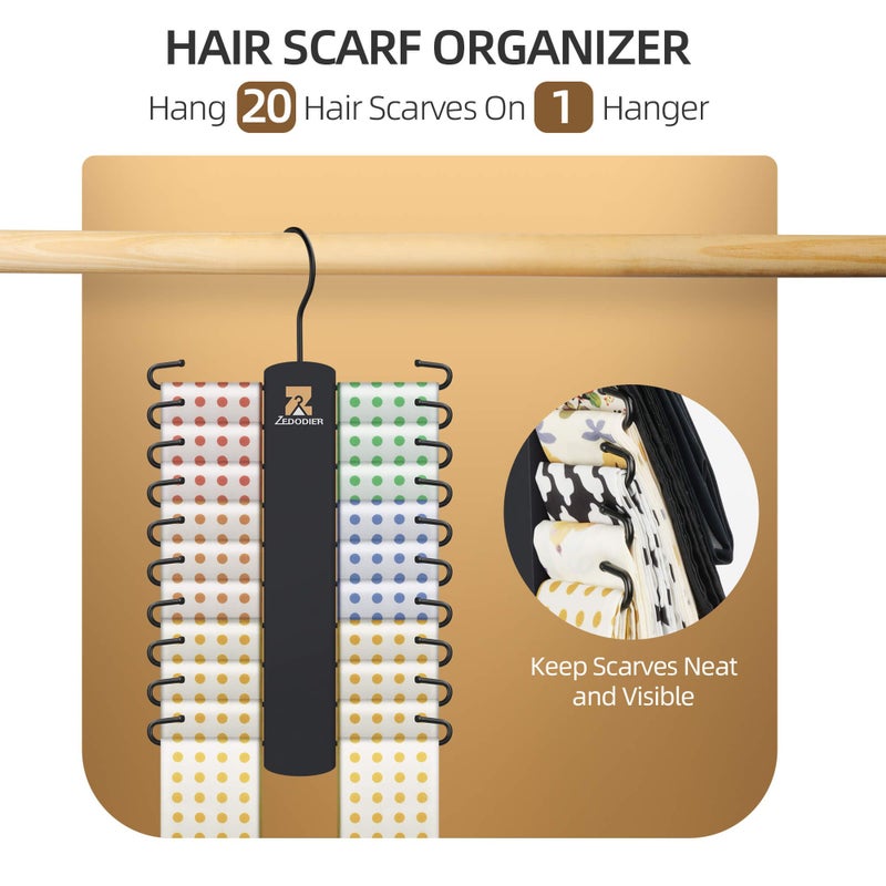 Zedodier Tie Hanger With 20 Hooks  Space Saving Necktie Organizer For Men  Large Capacity Tie And Belt Wooden Hanger For Closet  Black - Image 4