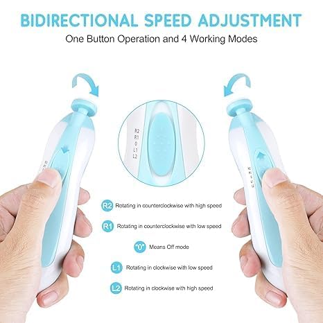 MELVIS Electric Baby Nail Trimmer with LED Light | Gentle Nail Cutter & Filer for Newborn 0–6 Months | Adjustable Speed, Multiple Heads, Quiet Baby Grooming Kit - Image 3