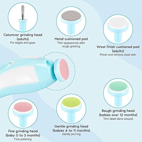 MELVIS Electric Baby Nail Trimmer with LED Light | Gentle Nail Cutter & Filer for Newborn 0–6 Months | Adjustable Speed, Multiple Heads, Quiet Baby Grooming Kit - Image 2