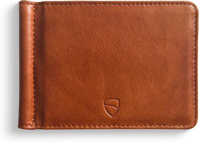 Vaultskin Brompton Slim Leather Wallet for Men with Money Clip - Minimalist Front Pocket Card Holder, 8 Pockets for Cards & Cash, Cognac, One size, Minimalist - Image 1