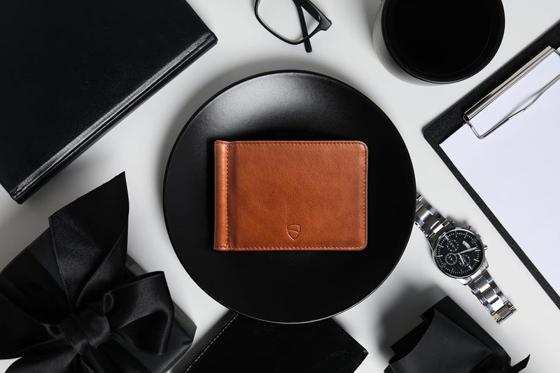 Vaultskin Brompton Slim Leather Wallet for Men with Money Clip - Minimalist Front Pocket Card Holder, 8 Pockets for Cards & Cash, Cognac, One size, Minimalist - Image 5