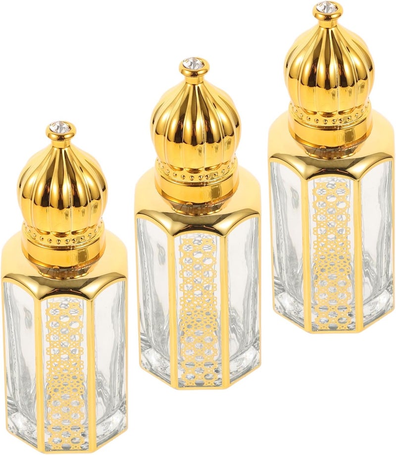 3pcs 12ml Essential Oil Roller Bottles Set Empty Amber Glass Perfume Dropper Bottles for Aromatherapy and Travel Refillable Oil with Leak-proof Rollers - Image 1