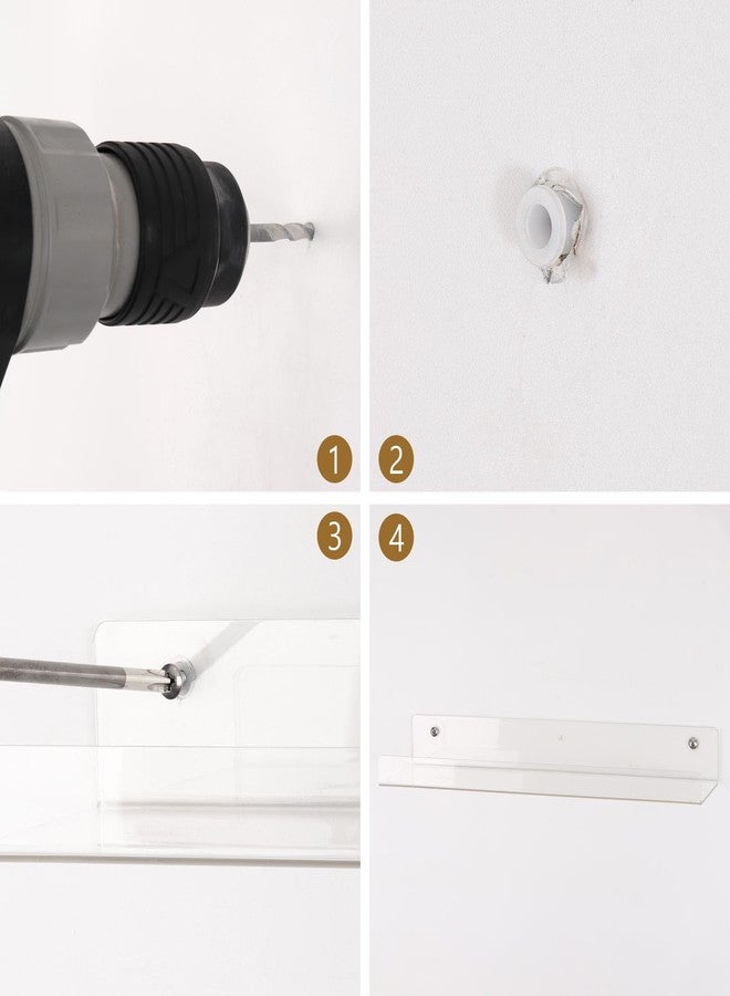 تي بيست ماكس مجموعة رفوف عائمة من 8 قطع من Tbestmax، رفوف كتب أكريليك شفافة مقاس 15 بوصة، منظم رفوف عرض للحمام وغرفة النوم وغرفة المعيشة - Image 3