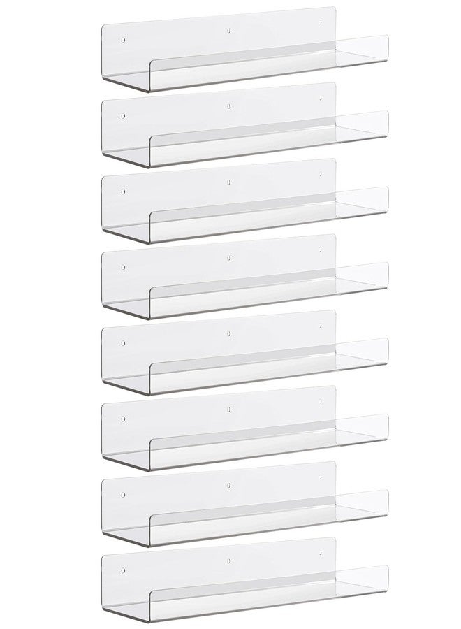 تي بيست ماكس مجموعة رفوف عائمة من 8 قطع من Tbestmax، رفوف كتب أكريليك شفافة مقاس 15 بوصة، منظم رفوف عرض للحمام وغرفة النوم وغرفة المعيشة - Image 1