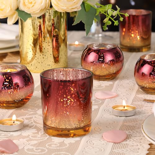 Volens 30pcs Assorted Navy Votive Candle Holders Bulk, Large Mercury Glass Votive for Wedding Table Centerpieces, Navy and Gold Themed Party Decorations and Home Decor - Image 3