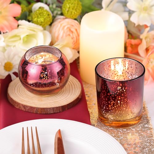 Volens 30pcs Assorted Navy Votive Candle Holders Bulk, Large Mercury Glass Votive for Wedding Table Centerpieces, Navy and Gold Themed Party Decorations and Home Decor - Image 5