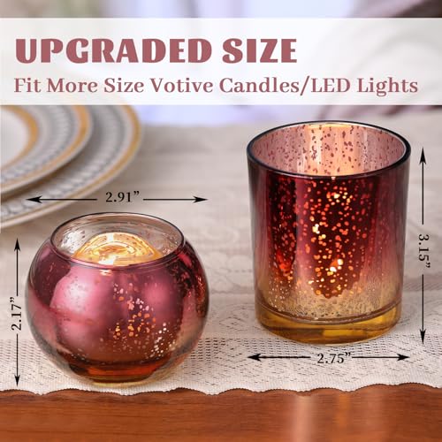 Volens 30pcs Assorted Navy Votive Candle Holders Bulk, Large Mercury Glass Votive for Wedding Table Centerpieces, Navy and Gold Themed Party Decorations and Home Decor - Image 2