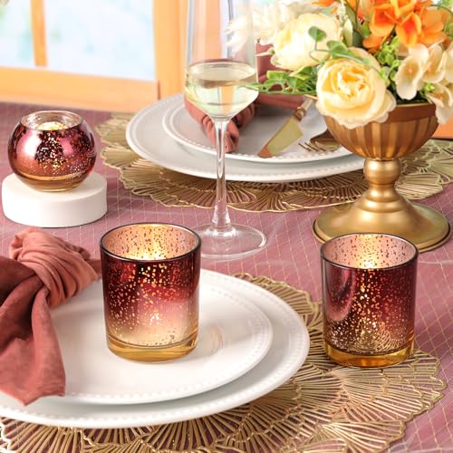 Volens 30pcs Assorted Navy Votive Candle Holders Bulk, Large Mercury Glass Votive for Wedding Table Centerpieces, Navy and Gold Themed Party Decorations and Home Decor - Image 4