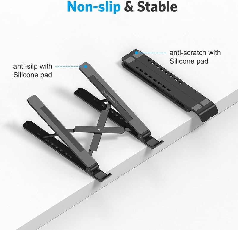 Omoton Laptop Stand, Laptop Stand for Desk Ergonomic 7-Levels Angles Adjustable Computer Stand, Portable ABS Laptop Riser Holder Compatible with All Laptops and iPad（10-15.6"） - Image 2