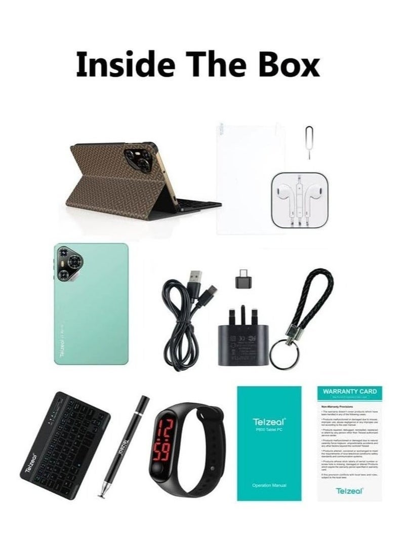 Telzeal P800 Tablet 8 Inch Android 12 Dual SIM | 6GB RAM 256GB ROM | 5G WiFi | 5000mAh Battery | Wireless Keyboard Included | High-Performance Green Tablet for Study, Work, Gaming & Entertainment - Image 3