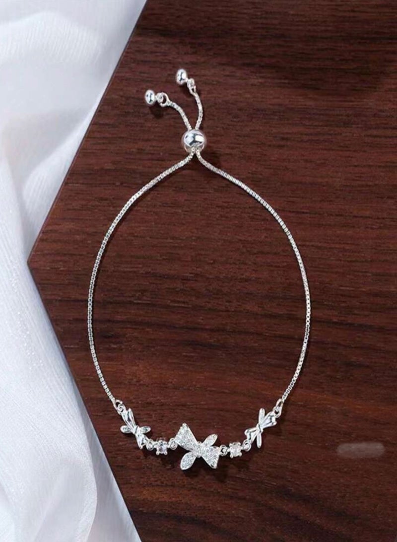 إيكوال اسوارة بناتية أنيقة وفاخرة باللون الفضي مرصعة بالزركون - Image 3