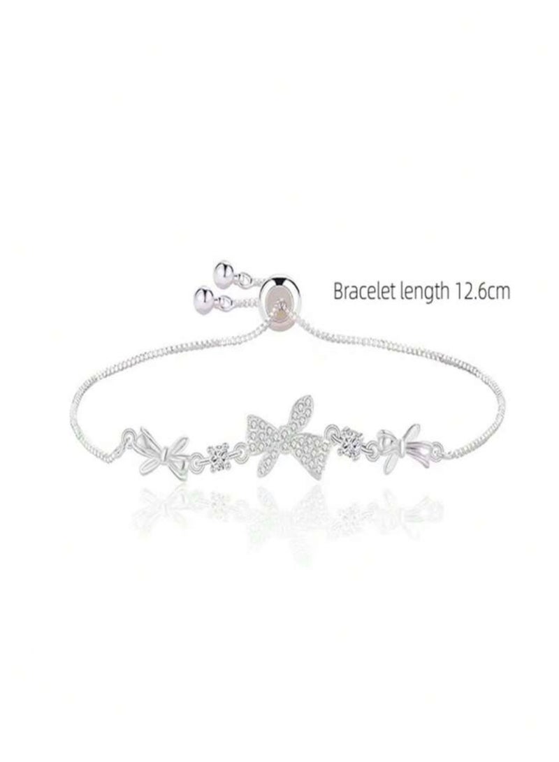 إيكوال اسوارة بناتية أنيقة وفاخرة باللون الفضي مرصعة بالزركون - Image 4