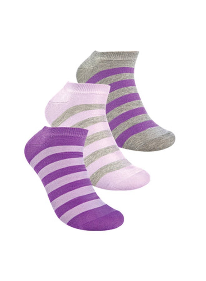 STITCH STITCH Women's Pack of 3 Lycra Ankle Casual Stripes Socks 