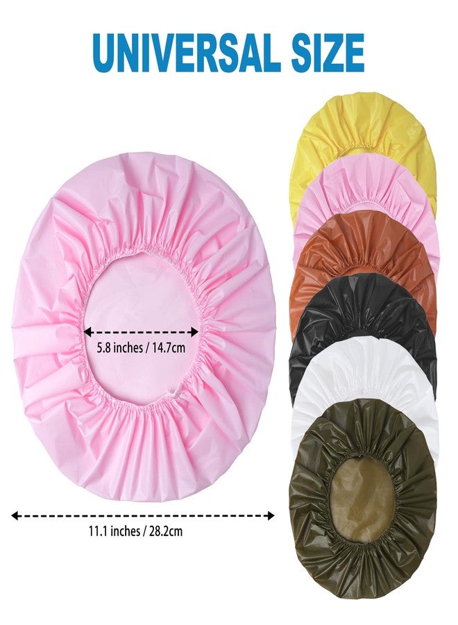 CHFONG 6 PCS Shower Caps for Women, Double Side Waterproof Shower Cap, Reusable Elastic Bath Caps for Shower, EVA Bathing Shower Caps, Bath Hair Caps - Black White Pink Yellow Brick Red Dark Green - Image 3