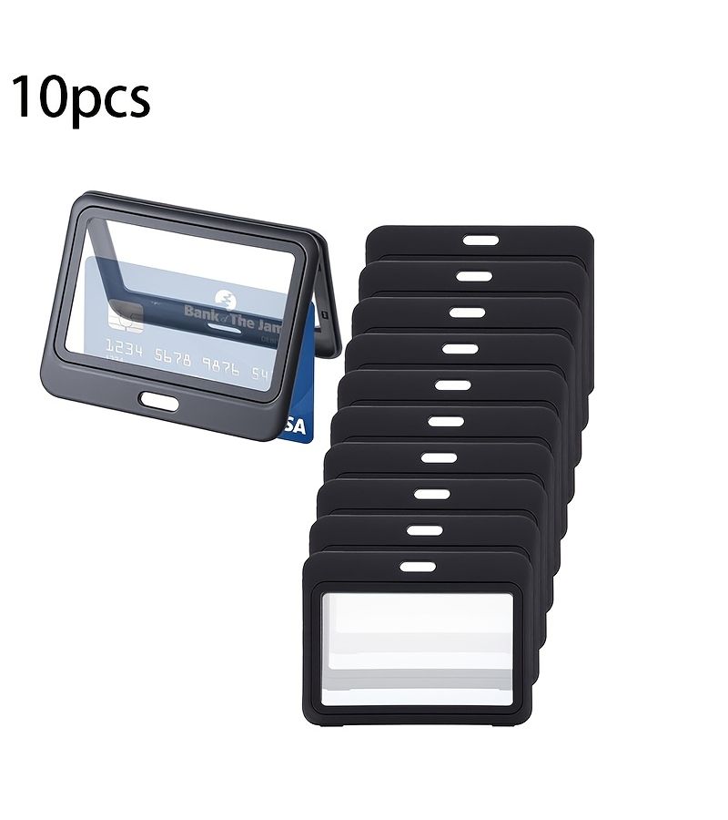 2D 10pcs Horizontal ID Card Clip Hard Badge Clip Suitable For Offices Credit Cards Drivers Licenses And Passes - Image 1