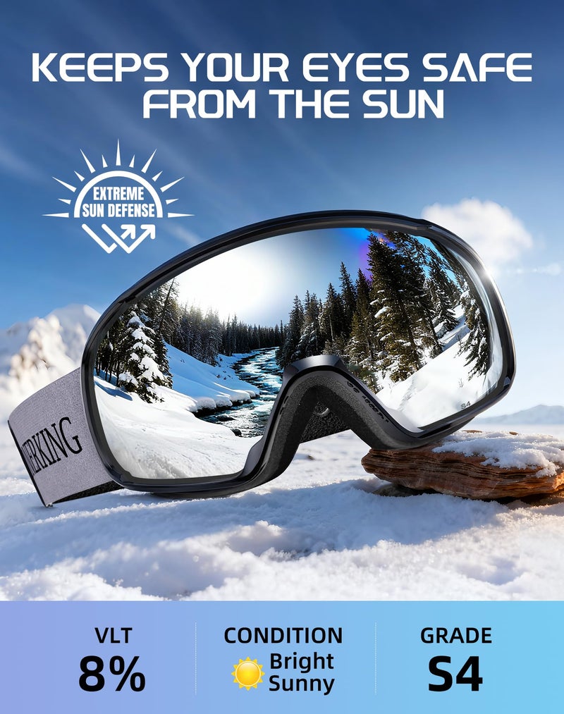 Innerking Otg Ski Goggles Sgs Approved  Over Glasses Snow Snowboarding Winter Goggles Anti Fog For Adult  Youth  Men Women - Black Gray 8% - Image 4