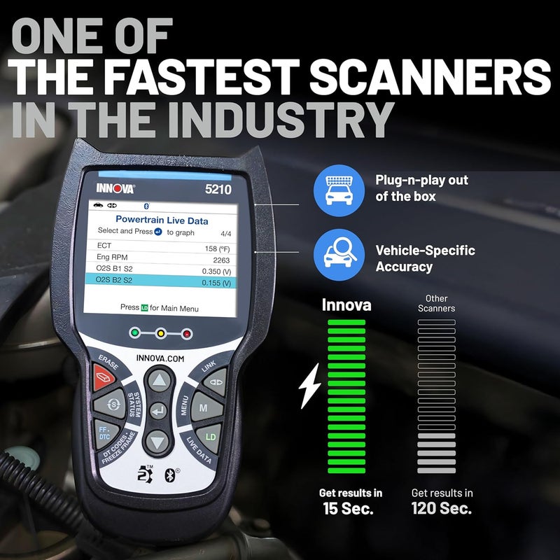 iNNOVA 5210 OBD2 Scanner & Engine Code Reader, Battery Tester, Live Data, Oil Reset, Car Diagnostic Tool for Most Vehicles, Bluetooth Compatible with America's Top Car Repair App - Image 3