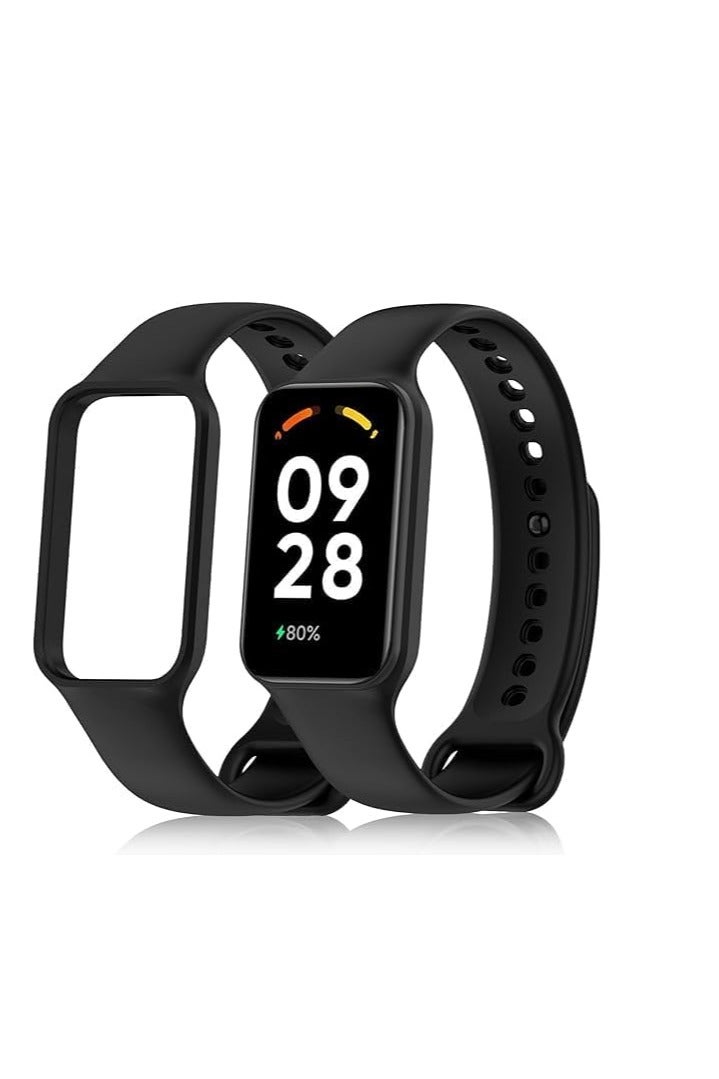 shomira Strap for Xiaomi Redmi Band 2, Sport Silicone Watch Band Wrist Strap, Replacement Bracelet Wristband Wrist Strap for Xiaomi Redmi Smart Band2 Accessories Black  - Image 1