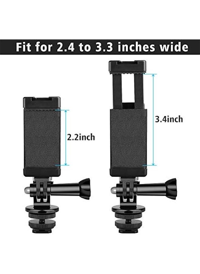 Generic - Phone Holder Hot Shoe Mount Adapter with Cold Shoe Mount for Microphone/Flash Light Compatible with Gopro Hero DJI Osmo Action Camera Smartphone, Attach on DSLR Camera/Ring Light/Tripod - Image 1
