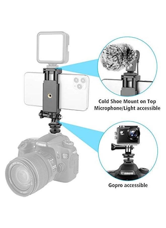 Generic - Phone Holder Hot Shoe Mount Adapter with Cold Shoe Mount for Microphone/Flash Light Compatible with Gopro Hero DJI Osmo Action Camera Smartphone, Attach on DSLR Camera/Ring Light/Tripod - Image 1