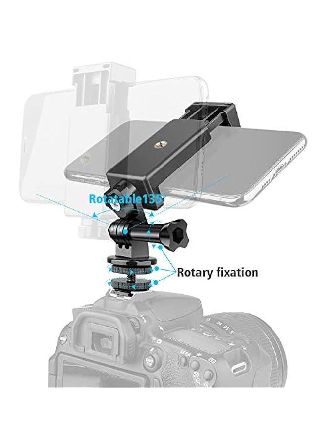 Generic - Phone Holder Hot Shoe Mount Adapter with Cold Shoe Mount for Microphone/Flash Light Compatible with Gopro Hero DJI Osmo Action Camera Smartphone, Attach on DSLR Camera/Ring Light/Tripod - Image 1