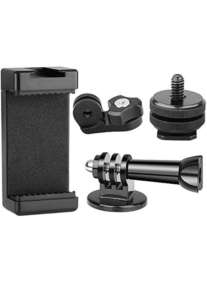 Generic - Phone Holder Hot Shoe Mount Adapter with Cold Shoe Mount for Microphone/Flash Light Compatible with Gopro Hero DJI Osmo Action Camera Smartphone, Attach on DSLR Camera/Ring Light/Tripod - Image 1