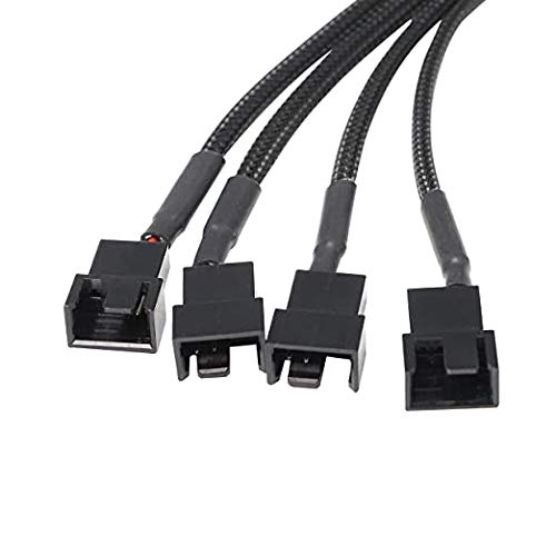 XMSJSIY SATA to 3 Pin 4 Pin Fan Adapter,15pin SATA to 4 x 3 pin / 4 Pin 12V PC Case Fan Splitter Extension Power Cable Adapter-28cm-2pcs - Image 3
