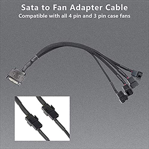 XMSJSIY SATA to 3 Pin 4 Pin Fan Adapter,15pin SATA to 4 x 3 pin / 4 Pin 12V PC Case Fan Splitter Extension Power Cable Adapter-28cm-2pcs - Image 5