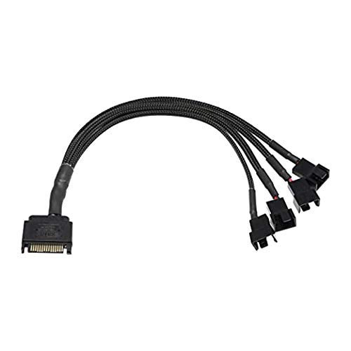XMSJSIY SATA to 3 Pin 4 Pin Fan Adapter,15pin SATA to 4 x 3 pin / 4 Pin 12V PC Case Fan Splitter Extension Power Cable Adapter-28cm-2pcs - Image 4