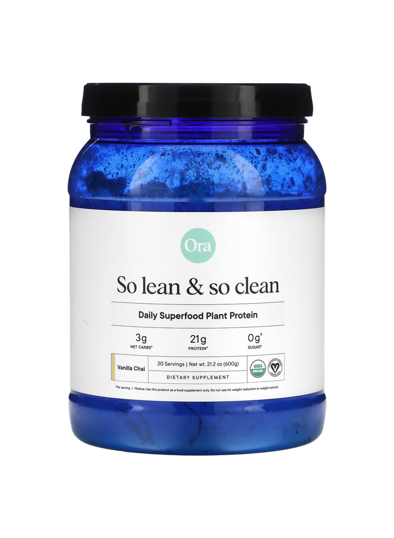 So Lean & So Clean, Daily Superfood Plant Protein, Vanilla Chai, 21.2 oz (600 g)